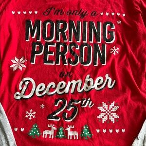 Red and Gray Long Sleeve Christmas Shirt